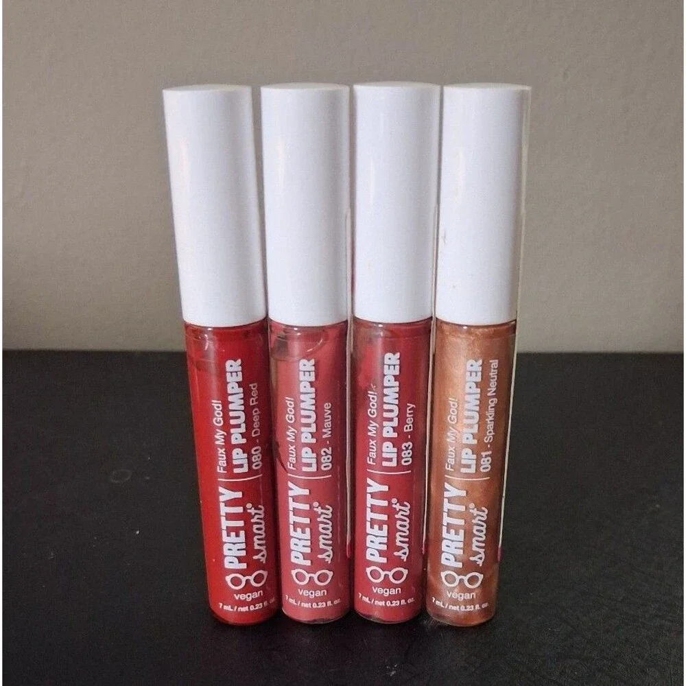 Pretty Smart Lip Plumper Bundle Vegan Deep Red Mauve Berry Sparkling Neutral